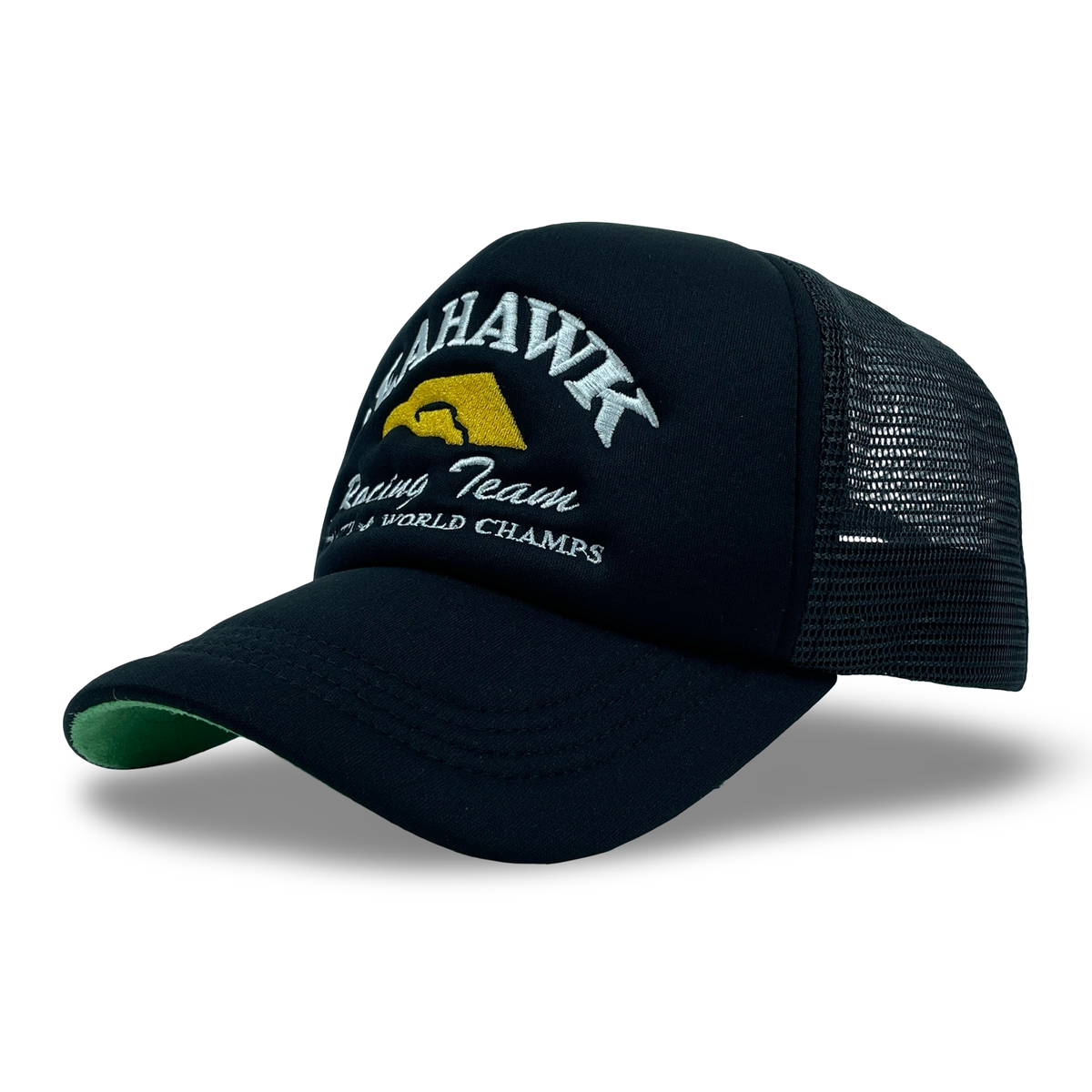 “Seahawk Racing Team” ACC 80’s Retro Miami Trucker Hat (Seen On Cocaine Cowboys : The Kings Of Miami) Black/Black