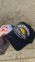 Load and play video in Gallery viewer, “Seahawk Racing Team” ACC 80’s Retro Miami Trucker Hat (Seen On Cocaine Cowboys : The Kings Of Miami) Royal Blue/White
