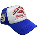 Load image into Gallery viewer, “Seahawk Racing Team” ACC 80’s Retro Miami Trucker Hat (Seen On Cocaine Cowboys : The Kings Of Miami) Royal Blue/White
